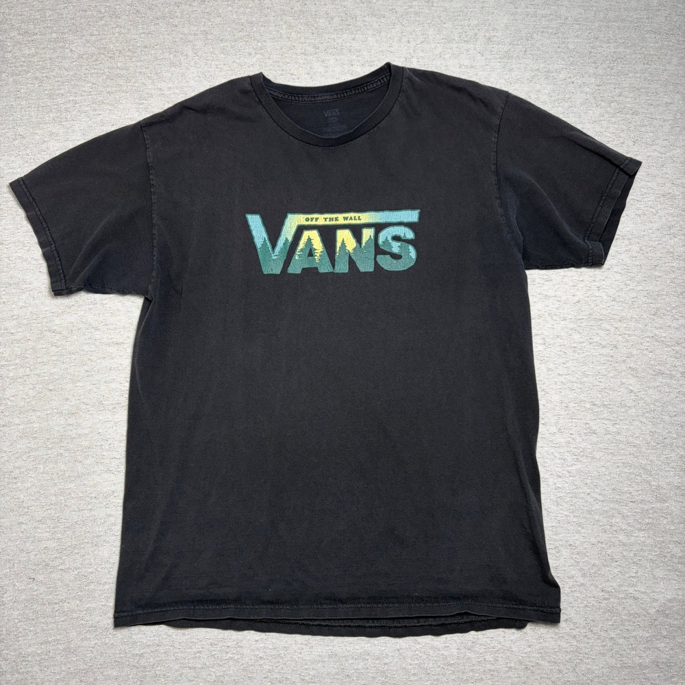 Vans Mens Graphicβ T-Shirt Large Black Forest Logo Off The Wall Skate Tee